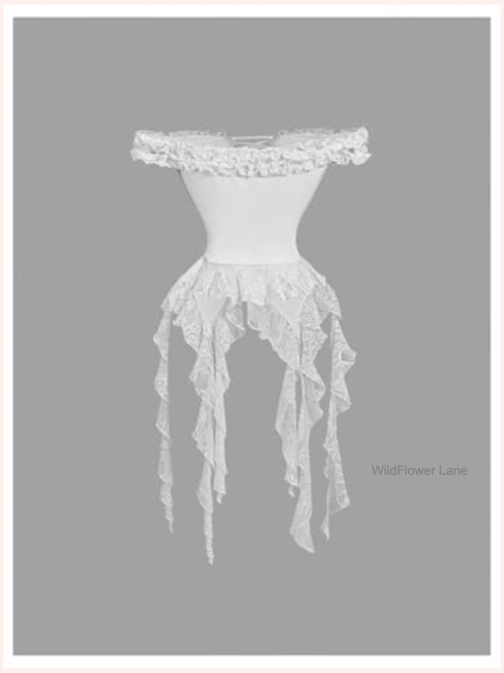Off Shoulder Lace Up Asymmetrical Ruffle Hem Flowy Blouse - Picture 3 of 5